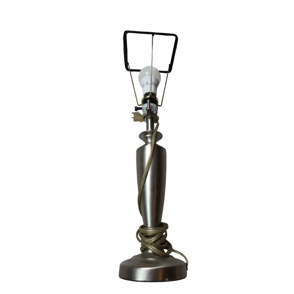 Modern Brushed Nickel Table Lamp Urn Style Silver Metallic 21 Inch 19-7051 Z4 - Picture 2 of 16
